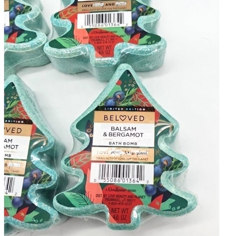 Beloved Balsam & Bergamot Bath Bomb Christmas Tree Shape 4.6 Oz. Lot Of 6 New